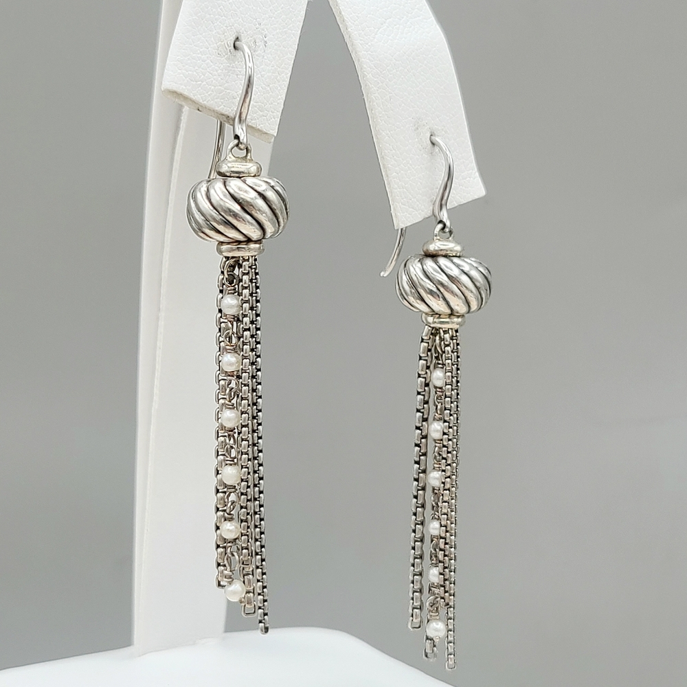 David Yurman Pearl Tassel Drop Earrings - Picture 2 of 7